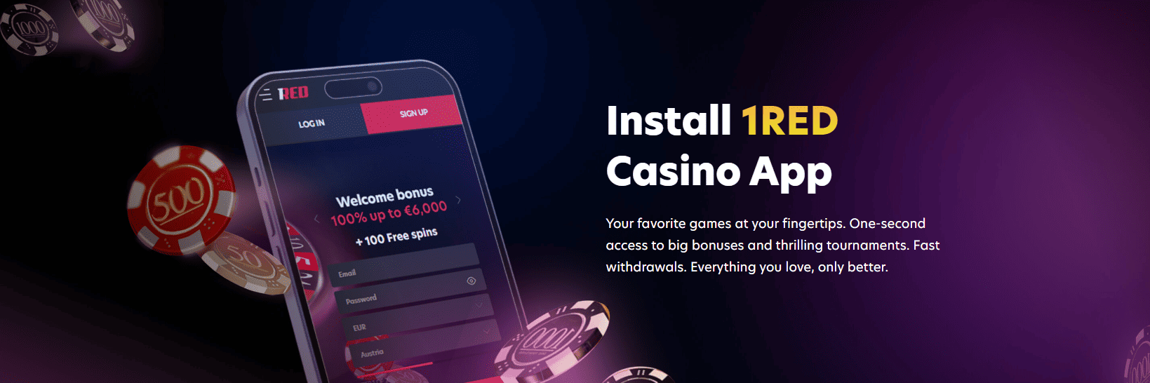 1Red Casino hero banner